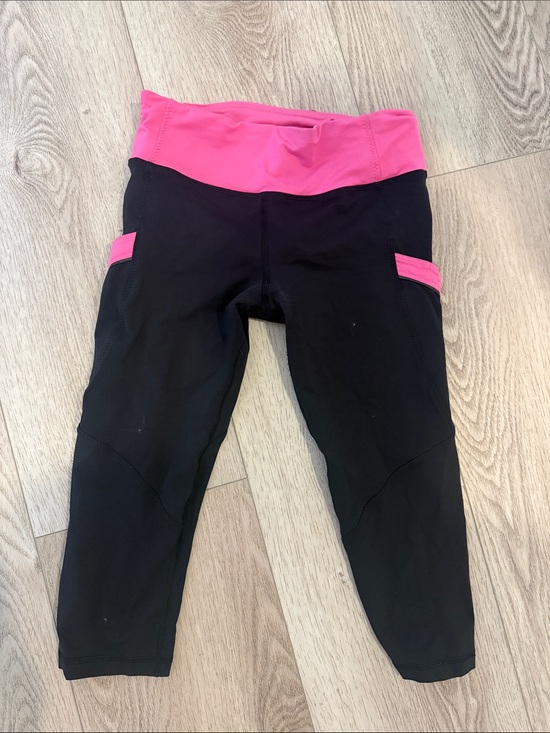 lululemon athletica Pants - lululemon athletica Black Leggings with Bright Pink Waistband and Pocket Accents
